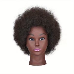 TEMU 아프리카 스타일 인형 머리 (실인형 머리) - 곱슬머리, 브레이딩, 스타일링, 훈련용 리얼 곱슬머리, 디스플레이 스탠드 포함, 미용사, 미용실, 미용학원용