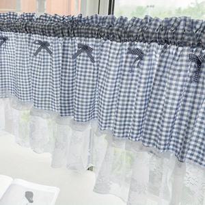 TEMU 1 패널 쇼트 커튼 주방 레스토랑 파티션 커튼 프렌치 패스토럴 스타일 로맨틱 통기성 작은 창 커튼 스플라이싱 카페 커튼 주방 캐비닛 홈 데코용|커튼봉