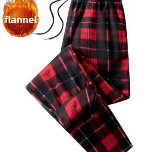 TEMU 2024 남성 플란넬 체크 팬츠 스웨트팬츠