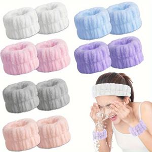 TEMU 10pcs 팔뚝 세척 마이크로파브릭 팔뚝 세척 수건 밴드 팔찌 세면 얼굴 흡수 팔찌 팔 땀 밴드 여성 소녀