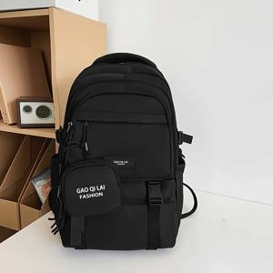 TEMU 새로운 컬러 블로킹 캐주얼 백팩, 컬리지 스타일, 레터링, 남성용 다용도 디자인.|남자가방