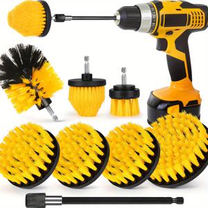 TEMU 8개/3개, 드릴 브러쉬 세트, 파워 스크럽 브러쉬, 연장 막대, 드릴 브러쉬 액세서리, 다용도 파워 스크럽 브러쉬, 주방대, 욕실, 욕조, 타일, 모서리, 바닥, 바퀴, 도달이 어려운 곳에 적합, 드릴 제외