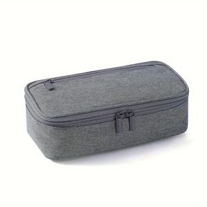 TEMU 대형 연필 케이스, 접이식 연필 파우치, 지퍼형 칸막이 및 손잡이가 특징이며, 사무실용으로 설계된 성인 스타일.|필통