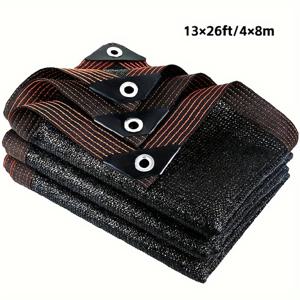 TEMU 블랙 쉐이드 천, 대형 사이즈 그로멧 장착 정원 및 야외용 선셰이드 패브릭 - HDPE 메쉬 UV 차단 커버, 온실, 파티오, 식물, 가제보 및 포치용, 16.5×33피트 (약 5 x 10m), 13×26피트 (약 4 x 8m)