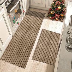 TEMU 주방용 2개 세트, 미끄럼 방지 줄무늬 매트, 입구 도어 매트, 주방 거실 욕실 흡수 매트, 주방/거실/세탁실/욕실/발코니/복도/차고에 적합