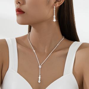 TEMU 3개 우아한 술 장식 라인스톤 쥬얼리 세트, 여성을 위한 심플한 구리 목걸이와 귀걸이, 일상 착용 및 음악 축제에 완벽, 일본 및 한국 스타일