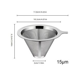 TEMU 1개 스테인리스 스틸 커피 드리퍼, 이중 메쉬 디자인 - 수동 재사용 콘 필터 메이커, 슬로우 드립 깔때기 인퓨저, 차 여과기, 커피 바 액세서리