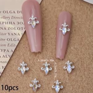 TEMU 2025 선물 10개입 실버 미니 레트로 핸드, 풋, 네일 케어 네일 아트 장식용 반짝이는 합성 보석, 휴일 네일 장식용 네일 아트 합성 보석 네일 아트 용품