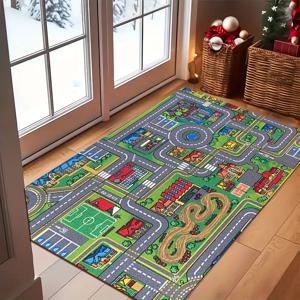 TEMU 1개 두꺼운 1.1cm 주방 바닥 매트, 심플 그린 맵 시리즈 패턴 프린팅 내구성 강화 마감, 주방 거실 현관 발코니 및 홈 데코레이션용