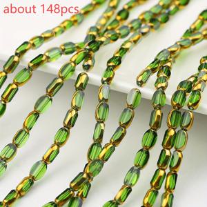TEMU 팔찌, 주얼리, 키체인 펜던트, 의류 액세서리 및 기타 장식 재료에 적합한 4*6mm 녹색 투명 타원형 파티트 유리 루스 비즈로 구성된 약 148개.