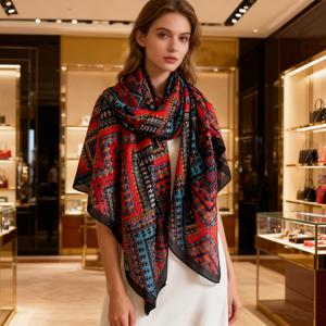 TEMU 새로운 봄 여름 국민 스타일 고급 패션 프린트 스카프 숄 여성용 비치 타월