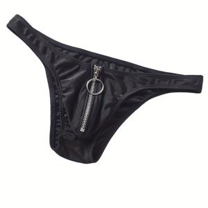 TEMU 1개 남성용 로우라이즈 통기성 비키니 팬티 금속 지퍼 섹시한 남성 속옷