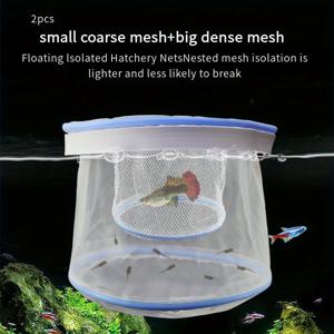 TEMU 2개 세트 물고기 번식용 그루피 플로팅 뚜껑 네트 - 나일론 수조 격리실, 번식용 해처리 탱크, 조립 및 유지 관리가 쉬운 물고기 번식용 (2개)