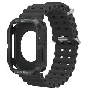 TEMU 2개/세트 스트랩+TPU 케이스, 애플워치 38/40/41mm, 42/44/45mm, S10 42/46mm, 울트라 49mm 호환, 스포츠 오션 통기성 밴드, 충격 방지 커버, 스크린 필름 미포함, 아이워치 시리즈 10/9/8/7/6/5/4/SE/3/2/1 남녀공용