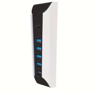 TEMU PS5 호환 고속 확장 허브 충전기 익스텐더 - 5 게임 콘솔용 4개 USB 포트 + 1개 USB 충전 포트 + 1개 타입C 포트