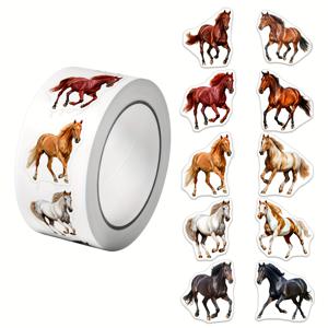 TEMU 1롤(500장) 다양한 종류의 말 경마 패턴 장식 라벨 스티커, 10가지 디자인 데칼, 2.5cm/1.0인치 스티커 라벨, 선물 장식, 아트 스티커 라벨, 포장 선물 봉투 스티커, 휴일 선물 장식, 컴퓨터, 보관함, 물병, 선물 상자 및 기타 스티커 라벨에 적합