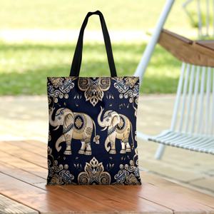 TEMU 대형 코끼리 프린트 토트백 - 넉넉하고 재사용 가능한 쇼핑백, 여성용 스타일리시 핸드백, 다기능 데일리 가방, 가족 및 친구를 위한 완벽한 선물, 생일 선물, 선물, 파티 선물.