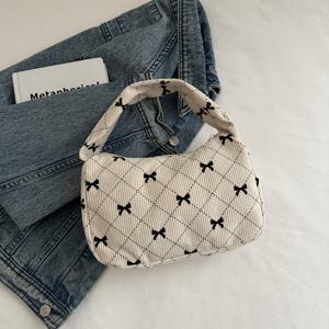 TEMU 여성을 위한 흰색, 베이지색, 회색 리본 매듭 핸드백 1개. 이브닝 이벤트에 적합하며 휴대폰 가방, 동전 지갑, 천 가방으로 사용할 수 있습니다.