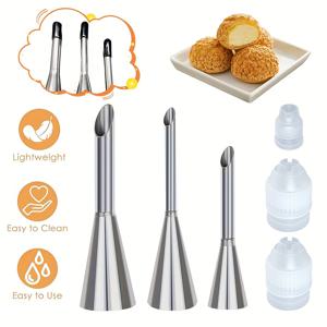TEMU 6피스 크림 파이핑 노즐 세트, 아이싱 버터 장식 팁 및 어댑터 커플러 3개 포함, 다양한 필링 요구 충족, 빵 반죽 케이크 페이스트리 디저트 DIY용 베이킹 도구 주방 가젯. 생일 파티, 가족 모임, 휴일 축하에 완벽, 할로윈과 크리스마스에 베이킹 애호가와 베이커를 위한 이상적인 선물