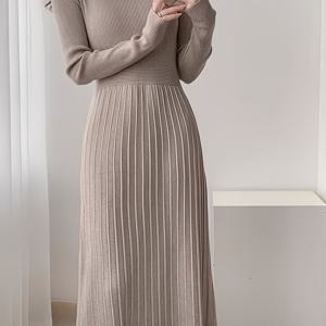 TEMU [셀프 패턴 에디션] 2025 신상 고급 패션 티 프렌치 스타일 스트리트웨어 스웨터 드레스 코트 포함, 안감 롱 드레스