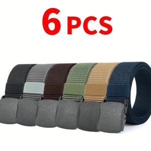 TEMU 6개 세트 남성용 아웃도어 벨트, 퀵 릴리스 디자인, 캐주얼 스포츠에 적합, 통기성 좋은 직조 나일론 소재, 남녀공용 청바지용