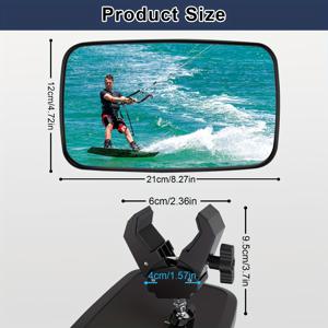 TEMU 1 해양 후방 거울 | 간편한 설치, 대부분의 사각 또는 원형 가이드 레일과 호환, 수상 스키 보트, 플로팅 보트, 수상 스키 스포츠, 수상 스키 서핑, 트랙터, 지게차, 차고, 안뜰 등에 적합 |