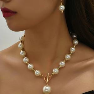 TEMU 여성을 위한 우아한 목걸이 & 귀걸이 세트 2개, 섬세한 체인과 드롭 귀걸이, 클래식 웨딩 주얼리 선물 세트 (결혼기념일, 발렌타인데이)