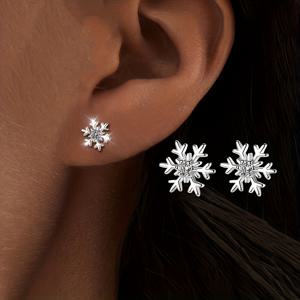 TEMU 925 실버 도금 패션 귀걸이 한 쌍 | 사계절용 다용도 주얼리, 결혼식, 연회, 파티 및 축제 행사에 적합, 십 대를 위한