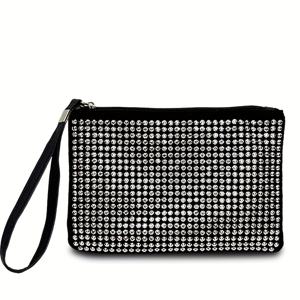 TEMU 여성을 위한 우아한 라인스톤 장식 이브닝 클러치, 스타일리시한 인조 메이크업 가방, 드레스와 잘 어울리는 세련된 파티 가방, 여성 선물로 완벽