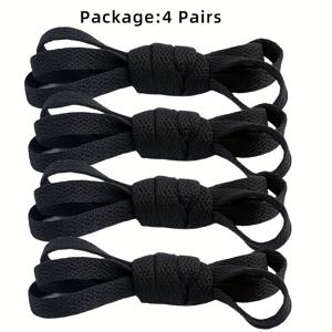 TEMU 4켤레 플랫 8mm 넓이 신발 끈, 스포츠 스니커즈에 적합, 가볍고 통기성 좋은 디자인, 단색 패턴, 손세탁 또는 드라이 클리닝, 신발 끈, 배터리 없음