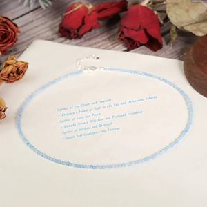 TEMU 우아한 연청색 아쿠아마린 비즈 목걸이 - 부드러운 블루 참, 레이어링에 이상적, 데이 & 우정의 날을 위한 완벽한 선물, 여성용 주얼리| 목걸이|아쿠아마린 비즈, 아쿠아마린 목걸이