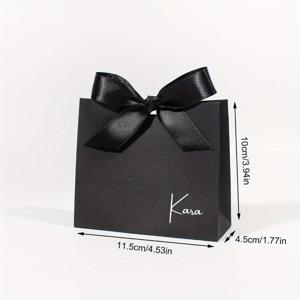 TEMU 10/50개 맞춤 이름 선물 가방, 새틴 리본 보우 포함, 블랙 럭셔리 선물 상자 (결혼식, 생일, 졸업 파티용), 신부 들러리 프로포즈 맞춤 포장 가방, 쿠키, 사탕, 초콜릿 선물용 우아한 트리트 백, 손님 답례품용 종이 가방