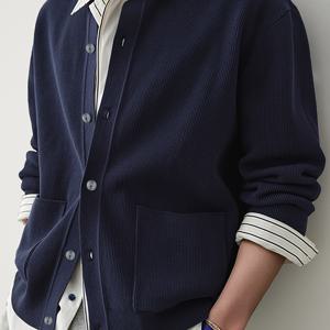 TEMU 남성용 단색 라운드넥 니트 가디건 (셔츠 미포함), 버튼 디자인, 모든 사람에게 적합한 다용도 오피스 탑, 출장 및 휴가에 적합.