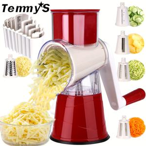 TEMU 로터리 치즈 강판 및 슬라이서, 분리형 날이 있는 만돌린 야채 슬라이서, 보관 상자, 손잡이가 있는 와플 커터 및 강력한 흡착식 받침대 견과류 다지기.|야채다지기