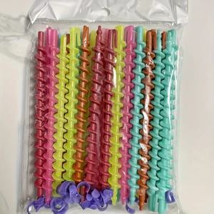 TEMU 52개 혼합 색상 스파이럴 컬링 로드 - 생생한 핑크, 노랑, 파랑, 녹색 컬링 스틱, 가정 또는 살롱용, 스타일리시한 웨이브 및 컬링에 적합, 재미있는 헤어 액세서리, 안전한 그립.