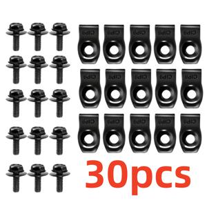 TEMU 30개 자동차 바디 볼트 및 U-너트 키트 - 15개 볼트 + 15개 와셔, M6 후드 스플래시 가드 리벳, 펜더 라이너 패스너, 내식성 금속 푸시-풀 U-클립