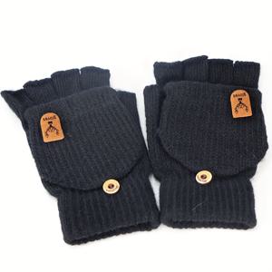 TEMU 남녀공용 겨울용 반장갑 오픈토 플립탑 니트 보온 장갑 1쌍, 선물용으로 이상적인 선택