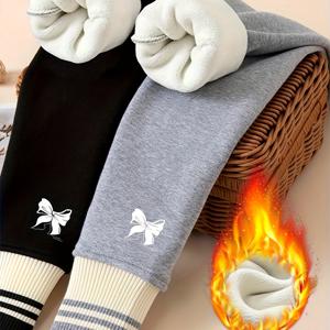 TEMU 여아용 기모 안감 레깅스, 가을/겨울용 두꺼운 레깅스, 원피스 기모 따뜻한 바지, 겨울 중/대형 묶는 바지