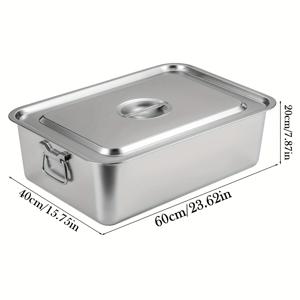 TEMU 1개 스테인리스 스틸 식품 보관 용기, 뚜껑과 손잡이 포함 대형 사이즈 스택 가능 보관 용기, 매끄러운 둥근 디자인, 스테인리스 스틸 호텔 찜기 냄비, 가정, 파티, 레스토랑, 뷔페 및 상업용에 적합