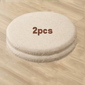 TEMU 2개 세트 라운드 리넨 스펀지 쿠션, 다다미 매트, 탈부착 및 세탁 가능한 키높이 쿠션, 미끄럼 방지 쿠션, 바닥 매트, 좌석 쿠션, 다양한 용도에 적합 (학교, 가정용 등)