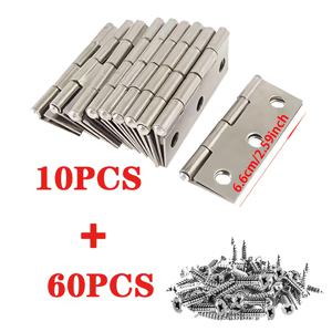 TEMU 70개입 (힌지 10개 + 나사 60개)/50개입 (힌지 10개 + 나사 40개) 광택 스테인리스 스틸 평면 힌지 | 캐비닛 문, 가정용 창문, 나무 상자 프로젝트에 적합 | 필수 가정용 하드웨어