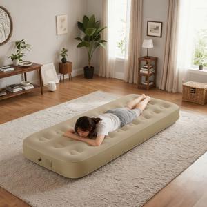 TEMU 1인용 자동 공기 주입형 에어 매트리스 - 내장형 수리 키트 포함 - 휴대용 (외부 펌프 불필요) - 캠핑, 여행, RV, 소파 침대용 - 내구성 강한 야외 슬리핑 패드, 자동 주입 시스템|소파|쇼파침대|소파패드