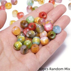 TEMU 40개입 고품질 10mm 혼합 색상 큰 구멍 타원형 레진 비즈, 정교한 루스 스페이싱 비즈, 주얼리 제작, 팔찌, 목걸이, 귀걸이, 수제 비즈 공예 용품에 적합. 친구 및 가족을 위한 완벽한 작은 선물. 크리스마스