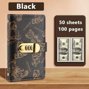 TEMU A6 곰돌이 비밀번호 잠금 패스북, 현금 보관용, 최대 100페이지까지 저장 가능한 50개의 내부 페이지, 사진 앨범, 현금 및 스탬프 보관용으로 설계되었습니다. 사진 앨범과 3링 바인더가 포함되어 있습니다.