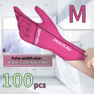 TEMU 핑크색 일회용 라텍스 장갑, 가사, 설거지, 세차, 욕실, 홈 클리닝, 주방 청소, 가정용품, 청소, 장갑, 네일 아트, 미용, 타투, 염색용