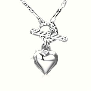 TEMU 925 실버 도금으로 제작된 스타일리시한 하트 모양 펜던트 목걸이. 빈티지 힙합 OT 걸쇠가 특징이며, 데일리룩에 완벽하며 십 대를 위한 훌륭한 크리스마스 선물입니다.