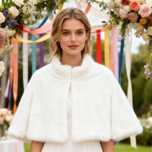 TEMU 세련된 스플릿 & 스탠드업 칼라 인조 숄 - 부드럽고 따뜻하며 방풍 기능이 있어 결혼식, 파티 및 겨울 행사에 완벽합니다.