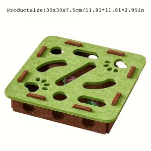 TEMU 고양이 재미 상자 - 발자국이 있는 상호작용 스크래치 및 파기 장면, 고양이 유혹 장난감, 내구성 있는 실내 고양이 퍼즐 게임, 정신 자극 및 신체 활동, 2개의 공 장난감 포함 (랜덤 색상), 재미있는 디자인, 배터리 불필요