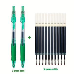TEMU 새로운 대용량 그린 리트랙터블 젤 펜, 빠른 건조 및 부드러운 필기감, 0.5mm 볼펜 팁 수성 펜, 비즈니스, 사무실, 시험, 서명 및 캘리그라피 연습에 적합, 리필형 잉크 .