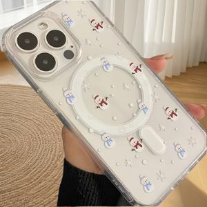 TEMU 휴대폰 케이스 - 귀여운 작은 눈사람 크리스마스 장식, 아이폰 11/12/13/14/15 PLUS/16 Pro Max/17 Air/Pro/Promax Apple 시리즈 휴대폰 케이스 및 삼성 갤럭시 S22/23/24/25 시리즈에 적합